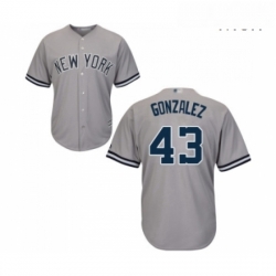 Mens New York Yankees 43 Gio Gonzalez Replica Grey Road Baseball Jersey 