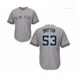 Mens New York Yankees 53 Zach Britton Replica Grey Road Baseball Jersey 