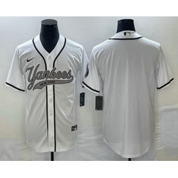 Men's New York Yankees Blank White Cool Base Stitched Baseball Jerseys