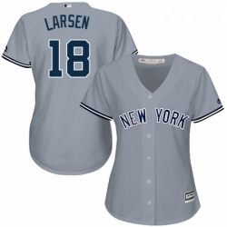 Womens Majestic New York Yankees 18 Don Larsen Replica Grey Road MLB Jersey