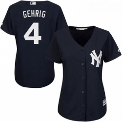 Womens Majestic New York Yankees 4 Lou Gehrig Authentic Navy Blue Alternate MLB Jersey