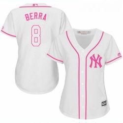 Womens Majestic New York Yankees 8 Yogi Berra Authentic White Fashion Cool Base MLB Jersey