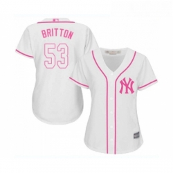 Womens New York Yankees 53 Zach Britton Authentic White Fashion Cool Base Baseball Jersey 