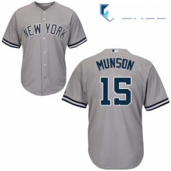 Youth Majestic New York Yankees 15 Thurman Munson Authentic Grey Road MLB Jersey