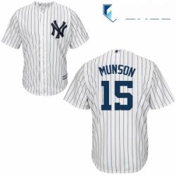 Youth Majestic New York Yankees 15 Thurman Munson Replica White Home MLB Jersey