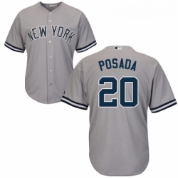 Youth Majestic New York Yankees 20 Jorge Posada Authentic Grey Road MLB Jersey