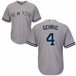 Youth Majestic New York Yankees 4 Lou Gehrig Authentic Grey Road MLB Jersey