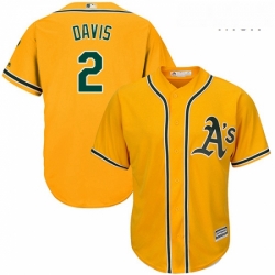 Mens Majestic Oakland Athletics 2 Khris Davis Replica Gold Alternate 2 Cool Base MLB Jersey 