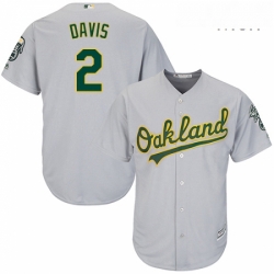 Mens Majestic Oakland Athletics 2 Khris Davis Replica Grey Road Cool Base MLB Jersey 