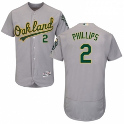 Mens Majestic Oakland Athletics 2 Tony Phillips Grey Road Flex Base Authentic Collection MLB Jersey