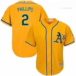 Mens Majestic Oakland Athletics 2 Tony Phillips Replica Gold Alternate 2 Cool Base MLB Jersey