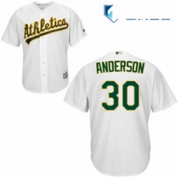 Mens Majestic Oakland Athletics 30 Brett Anderson Replica White Home Cool Base MLB Jersey 