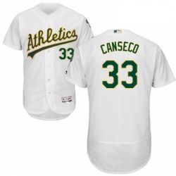 Mens Majestic Oakland Athletics 33 Jose Canseco White Home Flex Base Authentic Collection MLB Jersey