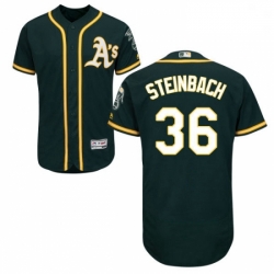 Mens Majestic Oakland Athletics 36 Terry Steinbach Green Alternate Flex Base Authentic Collection MLB Jersey