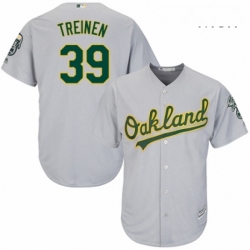 Mens Majestic Oakland Athletics 39 Blake Treinen Replica Grey Road Cool Base MLB Jersey 