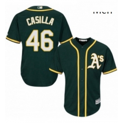 Mens Majestic Oakland Athletics 46 Santiago Casilla Replica Green Alternate 1 Cool Base MLB Jersey