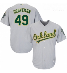 Mens Majestic Oakland Athletics 49 Kendall Graveman Replica Grey Road Cool Base MLB Jersey 