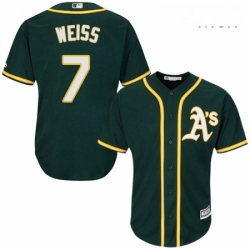 Mens Majestic Oakland Athletics 7 Walt Weiss Replica Green Alternate 1 Cool Base MLB Jersey