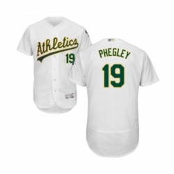 Mens Oakland Athletics 19 Josh Phegley White Home Flex Base Authentic Collection Baseball Jersey