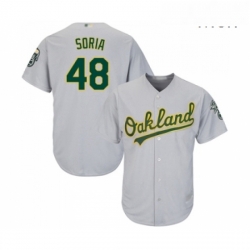 Mens Oakland Athletics 48 Joakim Soria Replica Grey Road Cool Base Baseball Jersey 