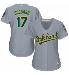 Womens Majestic Oakland Athletics 17 Glenn Hubbard Authentic Grey Road Cool Base MLB Jersey