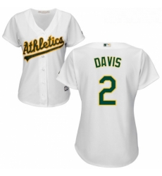 Womens Majestic Oakland Athletics 2 Khris Davis Replica White Home Cool Base MLB Jersey 