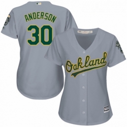 Womens Majestic Oakland Athletics 30 Brett Anderson Replica Grey Road Cool Base MLB Jersey 