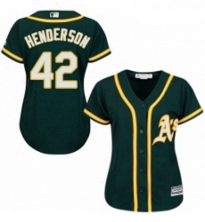 Womens Majestic Oakland Athletics 42 Dave Henderson Authentic Green Alternate 1 Cool Base MLB Jersey