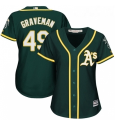 Womens Majestic Oakland Athletics 49 Kendall Graveman Replica Green Alternate 1 Cool Base MLB Jersey 