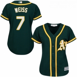 Womens Majestic Oakland Athletics 7 Walt Weiss Authentic Green Alternate 1 Cool Base MLB Jersey