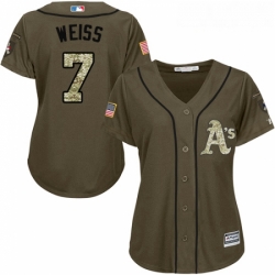 Womens Majestic Oakland Athletics 7 Walt Weiss Authentic Green Salute to Service MLB Jersey