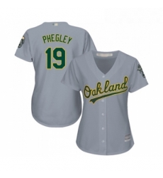 Womens Oakland Athletics 19 Josh Phegley Replica Grey Road Cool Base Baseball Jersey 