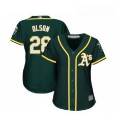 Womens Oakland Athletics 28 Matt Olson Replica Green Alternate 1 Cool Base Baseball Jersey 