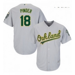 Youth Majestic Oakland Athletics 18 Chad Pinder Authentic Grey Road Cool Base MLB Jersey 