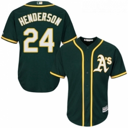 Youth Majestic Oakland Athletics 24 Rickey Henderson Replica Green Alternate 1 Cool Base MLB Jersey