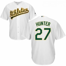 Youth Majestic Oakland Athletics 27 Catfish Hunter Authentic White Home Cool Base MLB Jersey