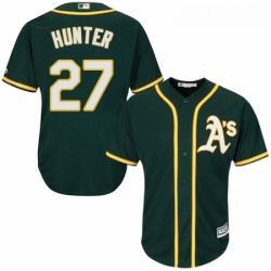 Youth Majestic Oakland Athletics 27 Catfish Hunter Replica Green Alternate 1 Cool Base MLB Jersey