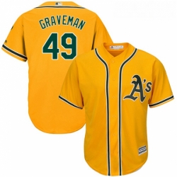 Youth Majestic Oakland Athletics 49 Kendall Graveman Replica Gold Alternate 2 Cool Base MLB Jersey 