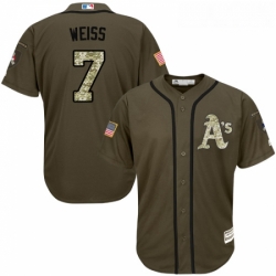 Youth Majestic Oakland Athletics 7 Walt Weiss Authentic Green Salute to Service MLB Jersey