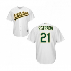 Youth Oakland Athletics 21 Marco Estrada Replica White Home Cool Base Baseball Jersey 