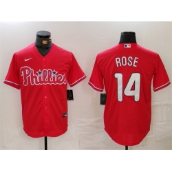 Men Philadelphia Phillies 14 Pete Rose Red Cool Base Stitched Jersey