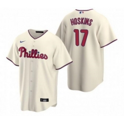 Men Philadelphia Phillies 17 Rhys Hoskins Cream Cool Base Stitched Baseball Jersey