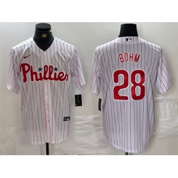 Men Philadelphia Phillies 28 Alec Bohm White Cool Base Stitched Jersey