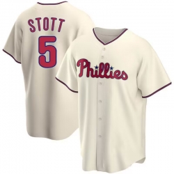 Men Philadelphia Phillies 5 Bryson Stott  Cream Cool Base Stitched Baseball Jersey