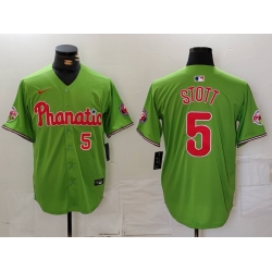 Men Philadelphia Phillies 5 Bryson Stott Green With Patch Stitched Jersey 2