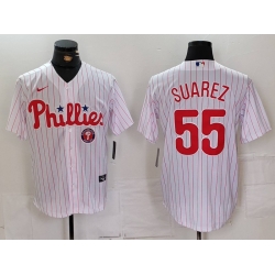 Men Philadelphia Phillies 55 Ranger Suarez White Cool Base Stitched Jersey 1