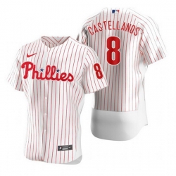 Men Philadelphia Phillies 8 Nick Castellanos White Flex Base Stitched Baseball jersey