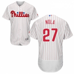 Mens Majestic Philadelphia Phillies 27 Aaron Nola White Home Flex Base Authentic Collection MLB Jersey