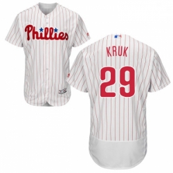 Mens Majestic Philadelphia Phillies 29 John Kruk White Home Flex Base Authentic Collection MLB Jersey