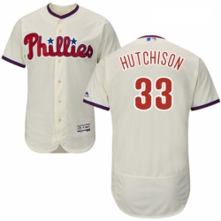 Mens Majestic Philadelphia Phillies 33 Drew Hutchison Cream Alternate Flex Base Authentic Collection MLB Jersey